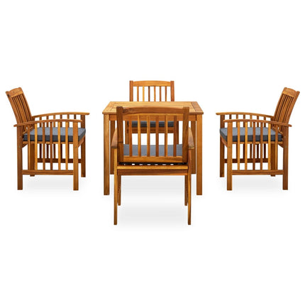 Set da Pranzo da Giardino 5 pz con Cuscini Massello di Acacia