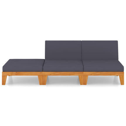 Set Divani da Giardino 3 pz con Cuscini in Massello di Acacia