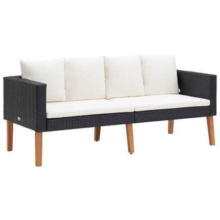 Set Divani da Giardino 2 pz con Cuscini in Polyrattan Nero