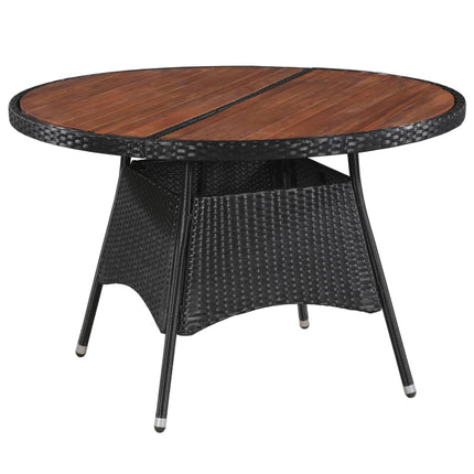Set da Pranzo da Giardino 5 pz con Cuscini in Polyrattan Nero