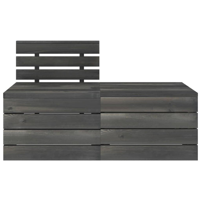 Set Divani da Giardino su Pallet 2pz Pino Massello Grigio Scuro