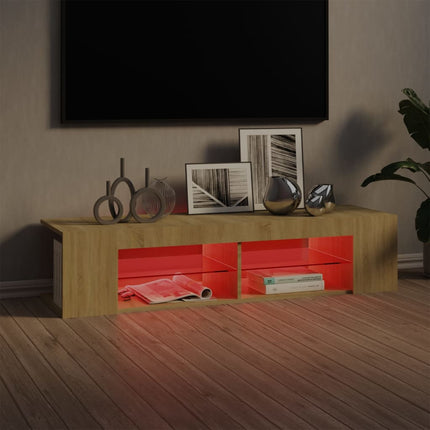 Mobile Porta TV con Luci LED Rovere Sonoma 135x39x30 cm