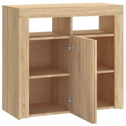 Credenza con Luci LED Rovere Sonoma 80x35x75 cm