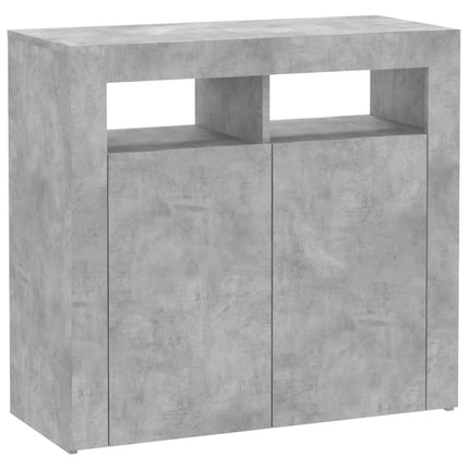 Credenza con Luci LED Grigio Cemento 80x35x75 cm