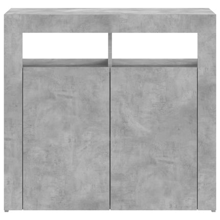 Credenza con Luci LED Grigio Cemento 80x35x75 cm