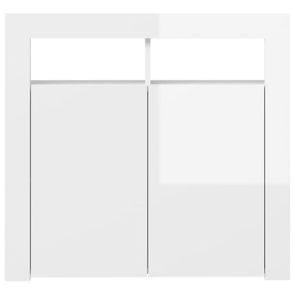 Credenza con Luci a LED Bianco Lucido 80x35x75 cm