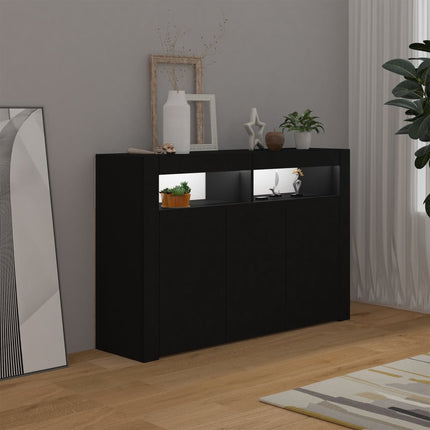 Credenza con Luci LED Nera 115,5x30x75 cm