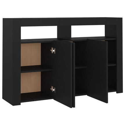 Credenza con Luci LED Nera 115,5x30x75 cm