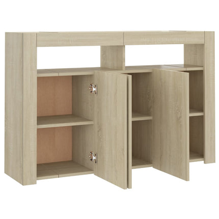 Credenza con Luci LED Rovere Sonoma 115,5x30x75 cm