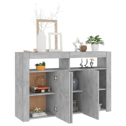 Credenza con Luci LED Grigio Cemento 115,5x30x75 cm