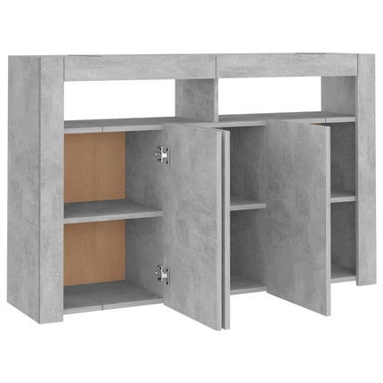 Credenza con Luci LED Grigio Cemento 115,5x30x75 cm