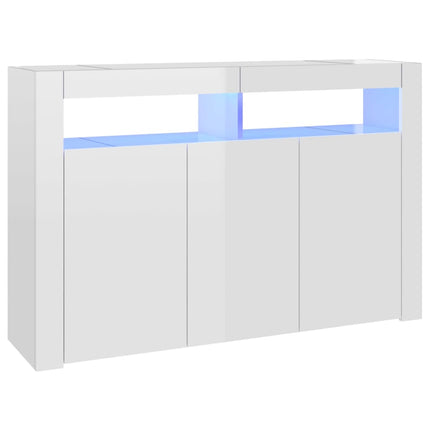 Credenza con Luci LED Bianco Lucido 115,5x30x75 cm