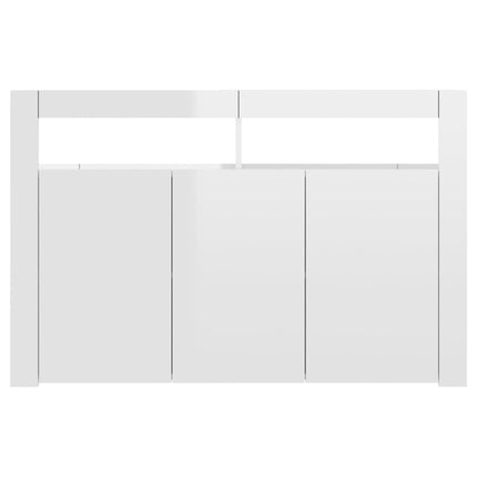 Credenza con Luci LED Bianco Lucido 115,5x30x75 cm