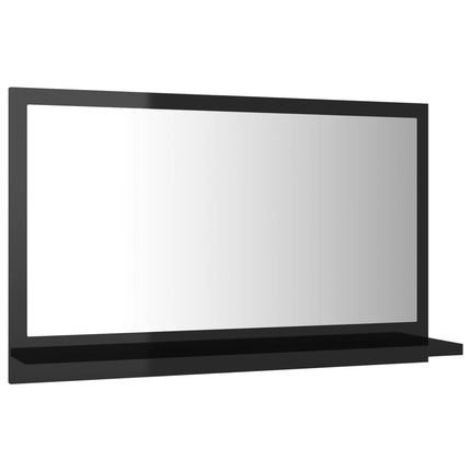 Specchio da Bagno Nero Lucido 60x10,5x37 cm Legno Multistrato