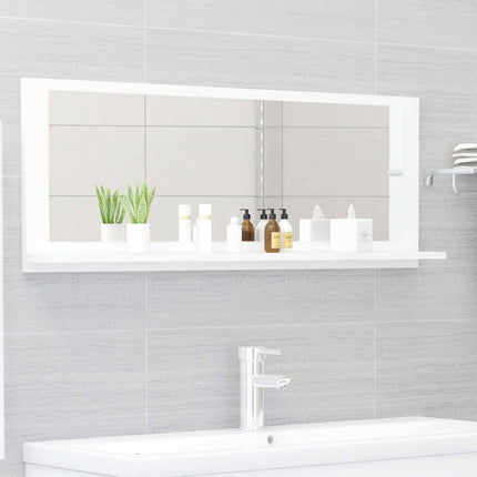 Specchio da Bagno Bianco 100x10,5x37 cm in Legno Multistrato