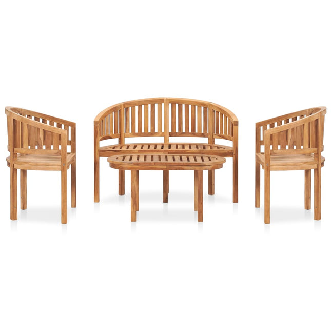 Set Salotto da Giardino 4 pz Design Curvo in Massello di Teak