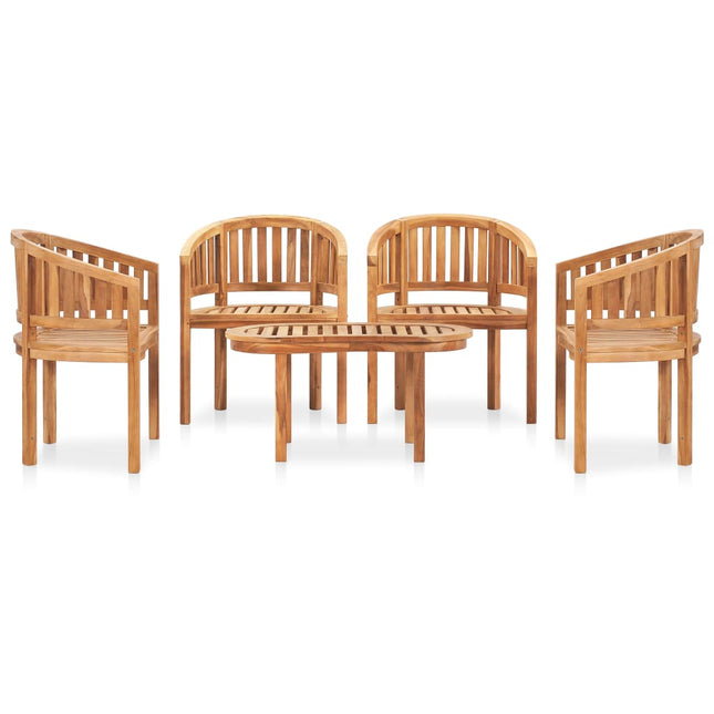 Set Salotto da Giardino 5 pz Design Curvo in Massello di Teak