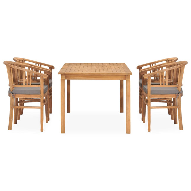 Set da Pranzo da Giardino 5 pz con Cuscini in Massello di Teak