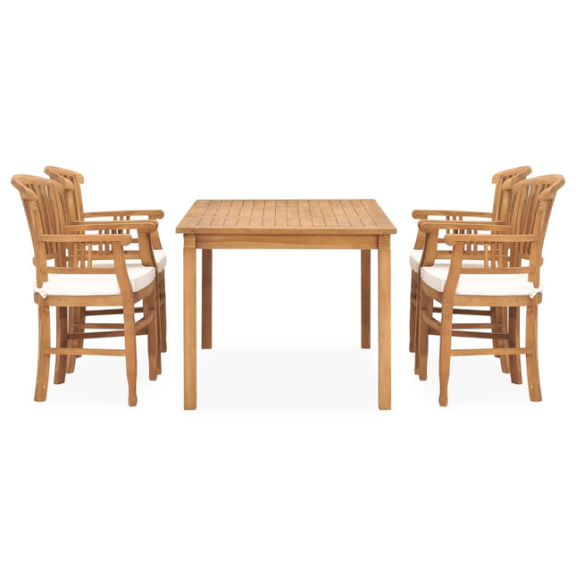 Set da Pranzo da Giardino 5 pz con Cuscini in Legno di Teak