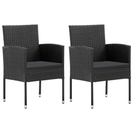 Set da Pranzo da Giardino 3 pz in Polyrattan Nero