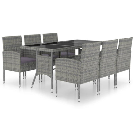 Set Mobili da Pranzo Giardino 7 pz Polyrattan Antracite Grigio