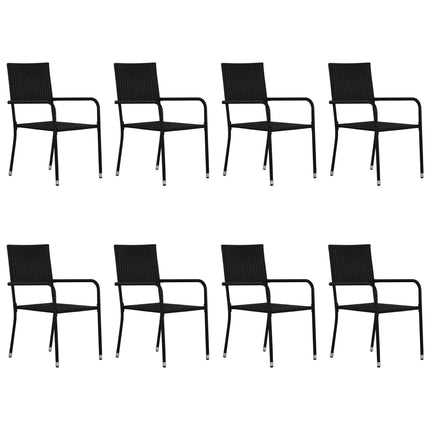 Set Mobili da Pranzo per Giardino 9 pz in Polyrattan Nero
