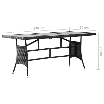Set Mobili da Pranzo per Giardino 9 pz in Polyrattan Nero