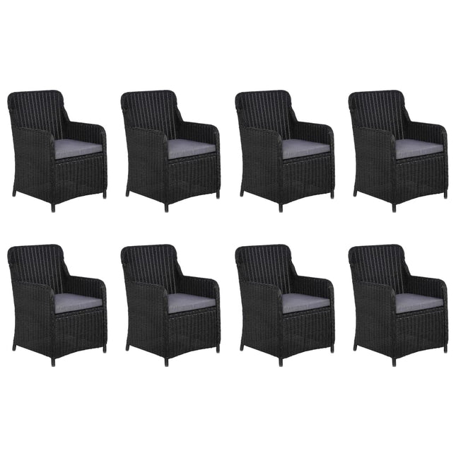 Set da Pranzo da Giardino 11 pz in Polyrattan Nero