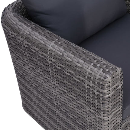 Set Divani da Giardino 9 pz con Cuscini in Polyrattan Grigio