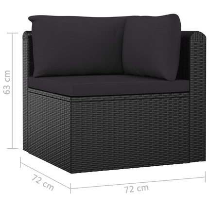 Set Divani da Giardino 10 pz con Cuscini in Polyrattan Nero