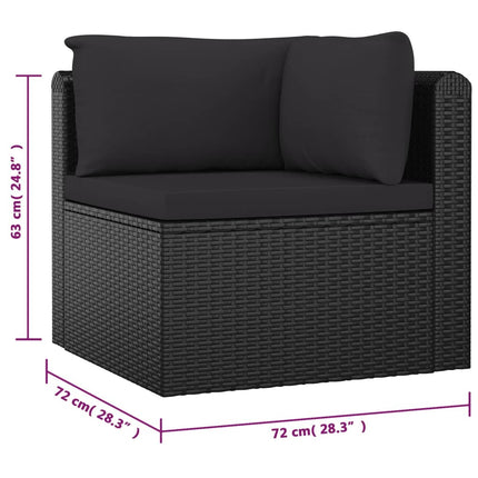 Set Divani da Giardino 10 pz con Cuscini in Polyrattan Nero