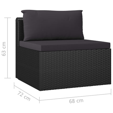 Set Divani da Giardino 7 pz con Cuscini in Polyrattan Nero