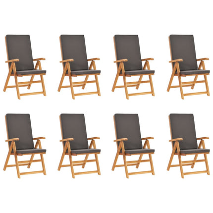 Set da Pranzo da Giardino 9 pz con Cuscini Legno di Teak Grigio