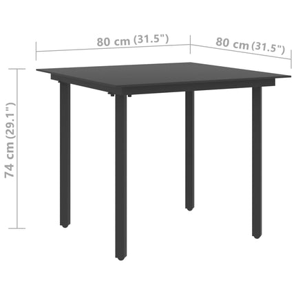 Set da Pranzo da Giardino 3 pz in Rattan PVC Nero