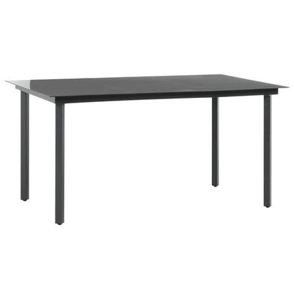 Set da Pranzo da Giardino 7 pz in Rattan PVC Nero