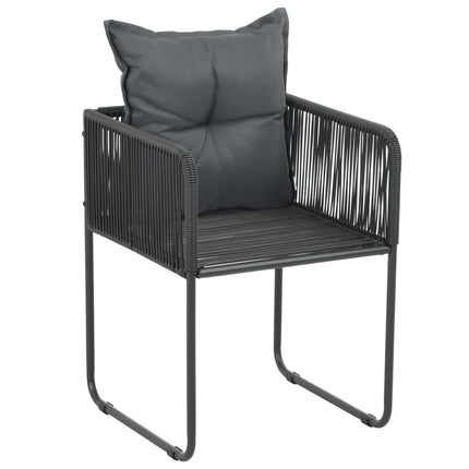 Set da Pranzo da Giardino 7 pz in Rattan PVC Nero