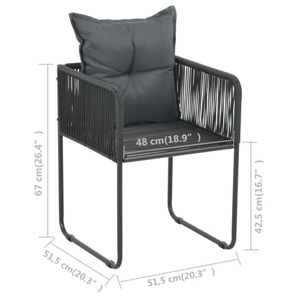 Set da Pranzo da Giardino 7 pz in Rattan PVC Nero