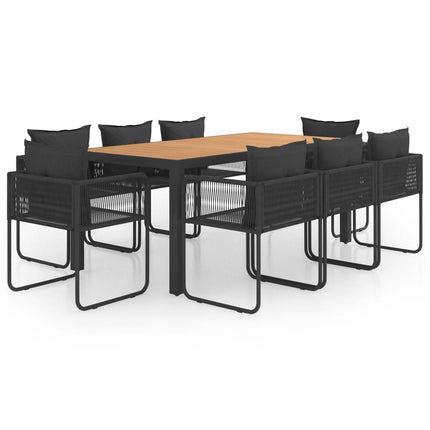 Set da Pranzo da Giardino 9 pz in Rattan PVC Nero e Marrone