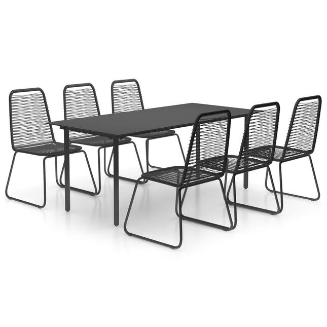 Set da Pranzo da Giardino 7 pz in Rattan PVC Nero