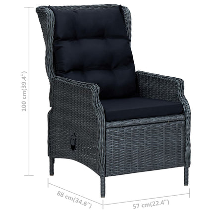 Set Pranzo da Giardino 7pz con Cuscini Polyrattan Grigio Scuro