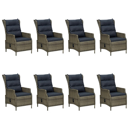 Set da Pranzo da Giardino 9 pz con Cuscini in Polyrattan Marrone
