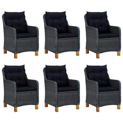 Set Pranzo da Giardino 9 pz con Cuscini Polyrattan Grigio Scuro