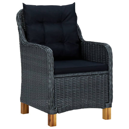 Set Pranzo da Giardino 9 pz con Cuscini Polyrattan Grigio Scuro