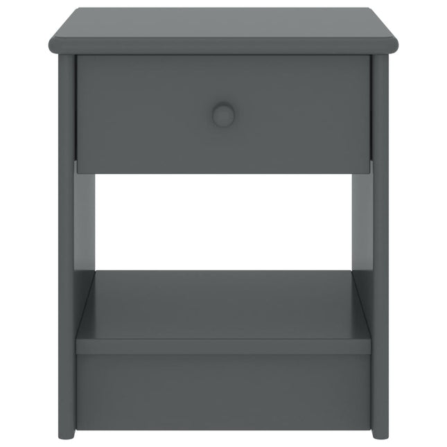 Comodino Grigio Scuro 35x30x40 cm in Legno Massello di Pino