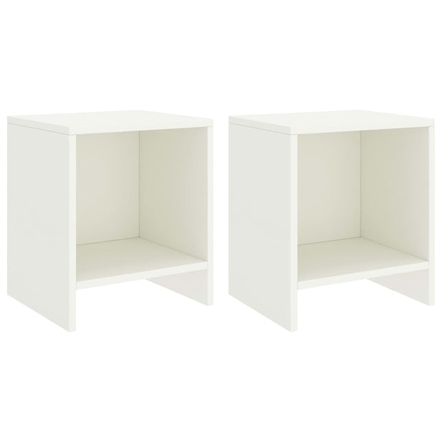 Comodini 2 pz Bianco 35x30x40 cm in Pino Massello