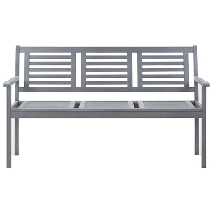 Panca da Giardino 3 Posti con Cuscino 150cm Grigia in Eucalipto