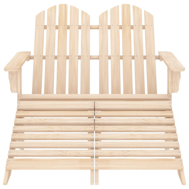 Sedia da Giardino a 2 Posti con Pouf in Legno di Abete