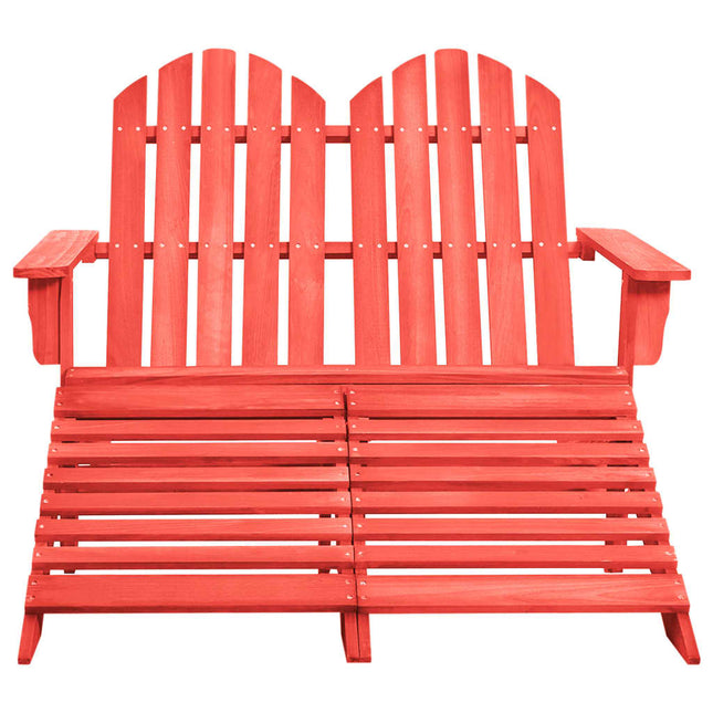Sedia da Giardino a 2 Posti con Pouf in Legno di Abete Rossa