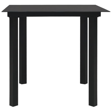 Set da Pranzo da Giardino 5 pz Nero in Vetro e Acciaio