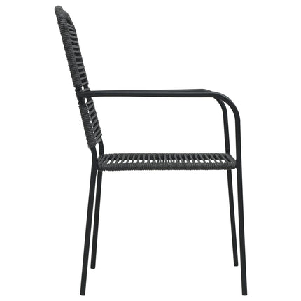 Set da Pranzo da Giardino 5 pz Nero in Vetro e Acciaio